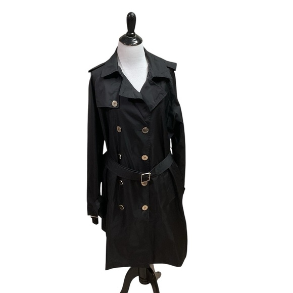 Michael Kors Women's L Large Double Breasted Trench Coat Belted Lightweight - Picture 3 of 9